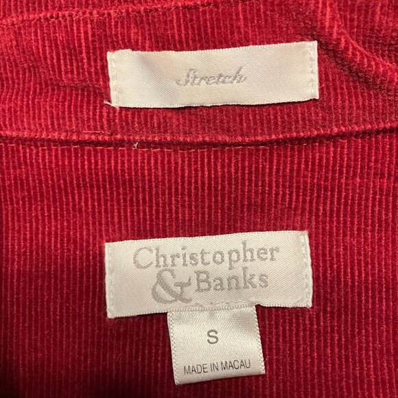 Christopher & Banks Women's Dark Red Unlined Corduroy Jacket Size S - Picture 2 of 9